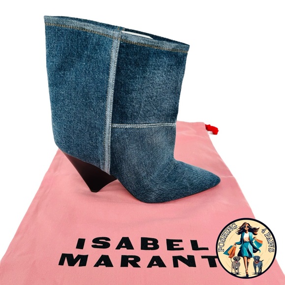 Isabel Marant Miyako Patchwork Denim Y2K Ankle Boot in Dark Blue Womens Size 11 - Picture 1 of 15